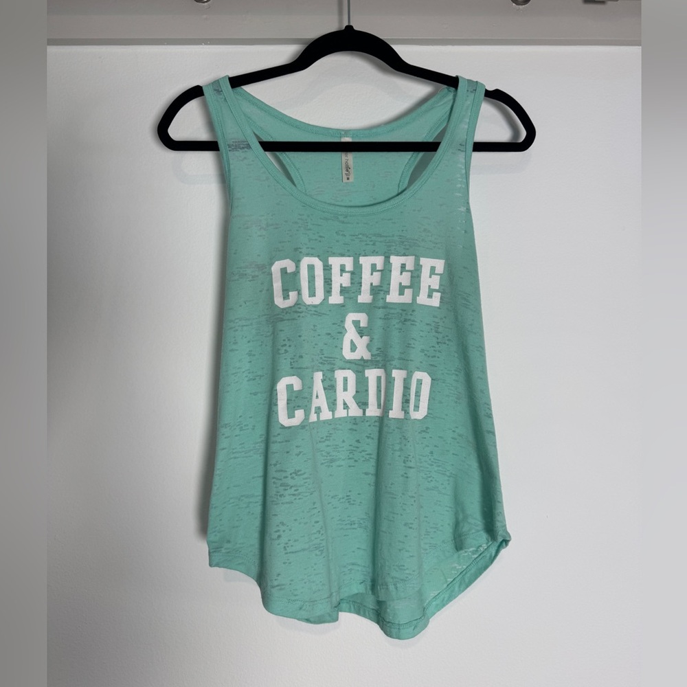 Coffee & Cardio Mint Green Women's Racerback Tank Top Size Medium